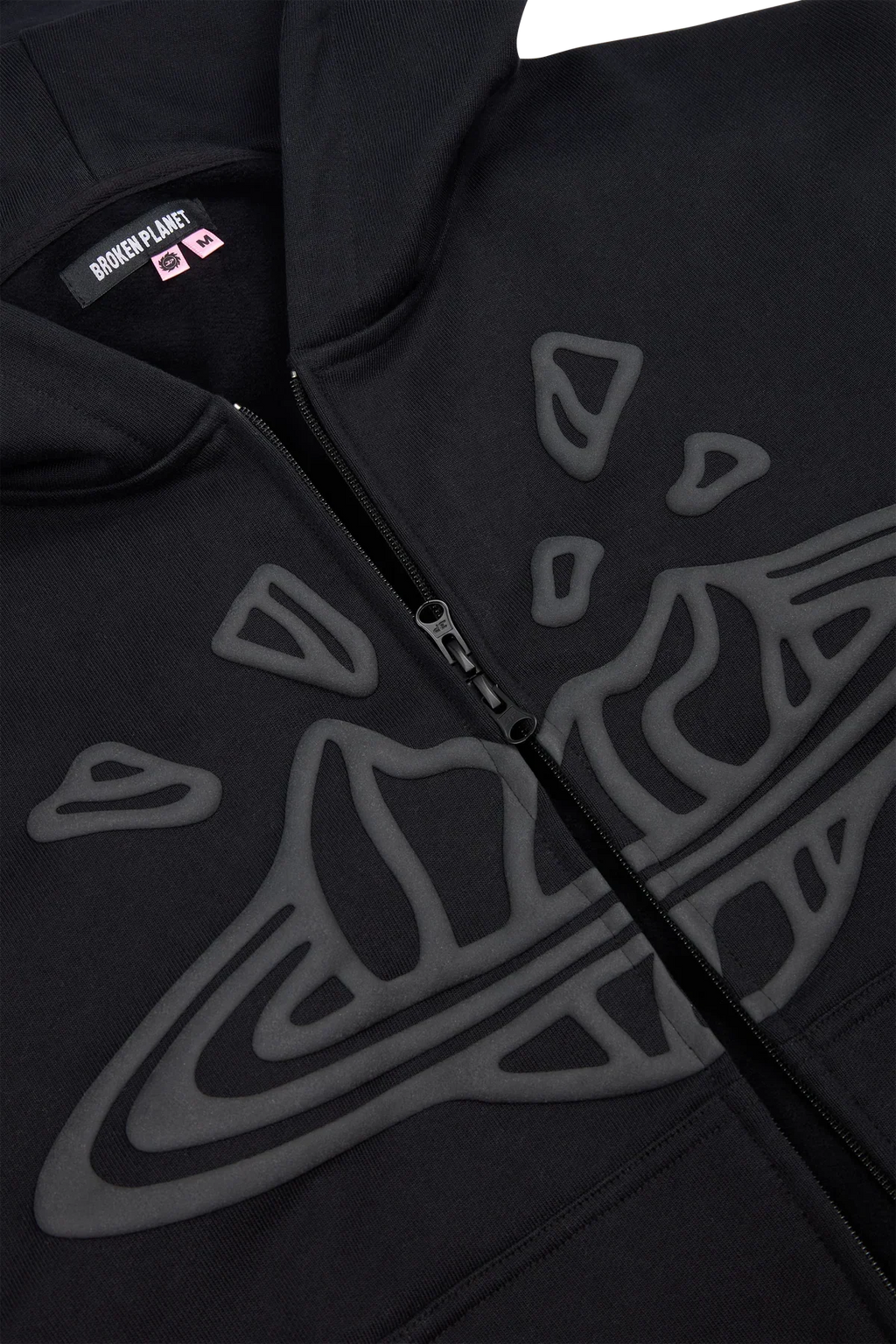 Broken Planet Zip-Up Hoodie Midnight Black