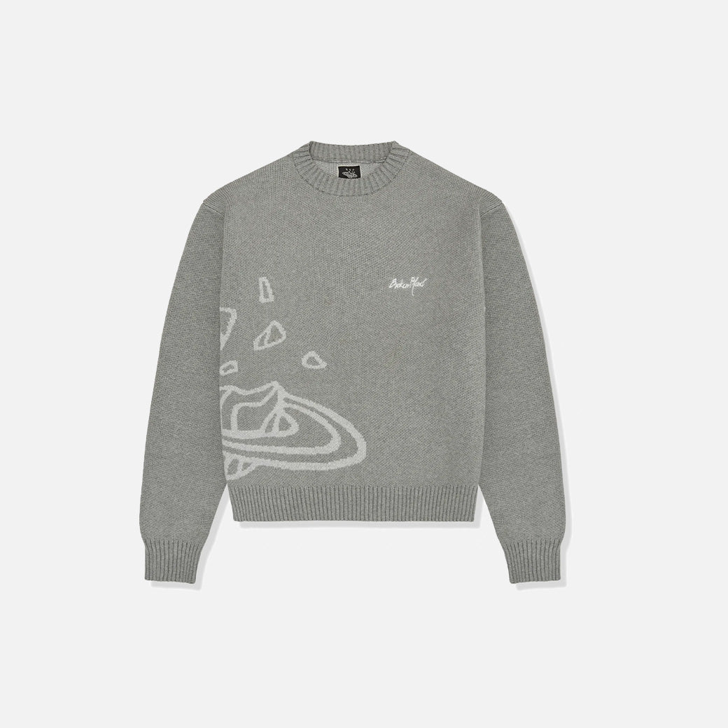Broken Planet Heather Grey Planet Knit Sweatshirt