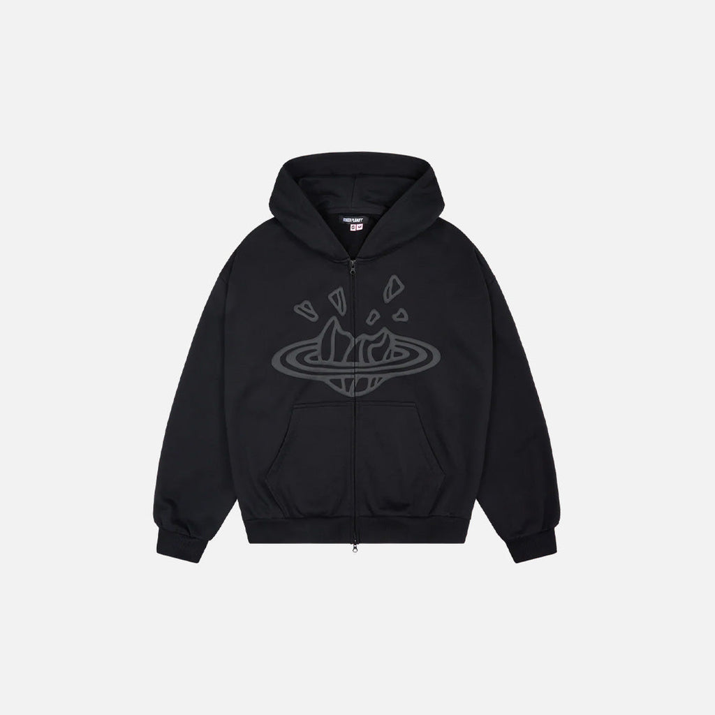 Broken Planet Zip-Up Hoodie Midnight Black