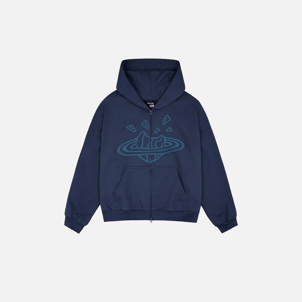 Broken Planet Zip-Up Deep Navy Hoodie