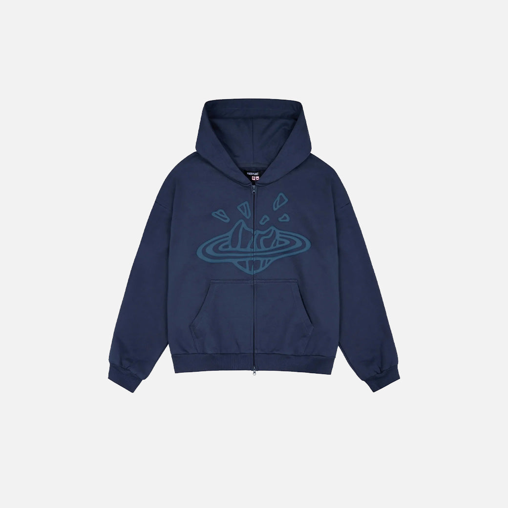 Broken Planet Zip-Up Deep Navy Hoodie
