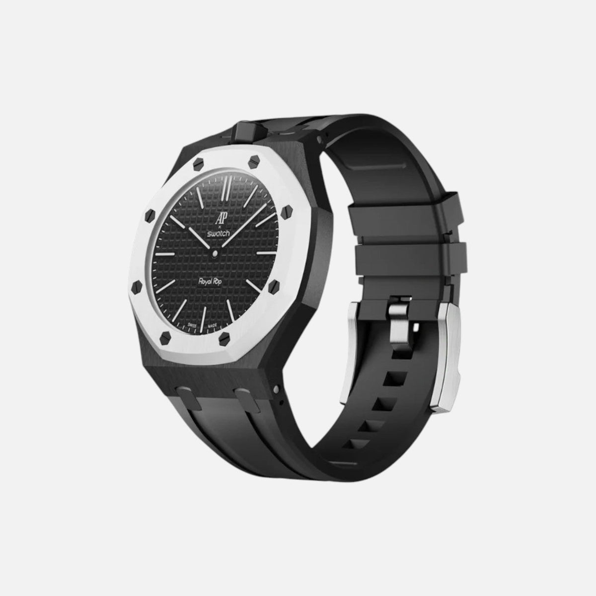 Swatch x AP Royal Pop Ocho Negro Rubber Case-Strap