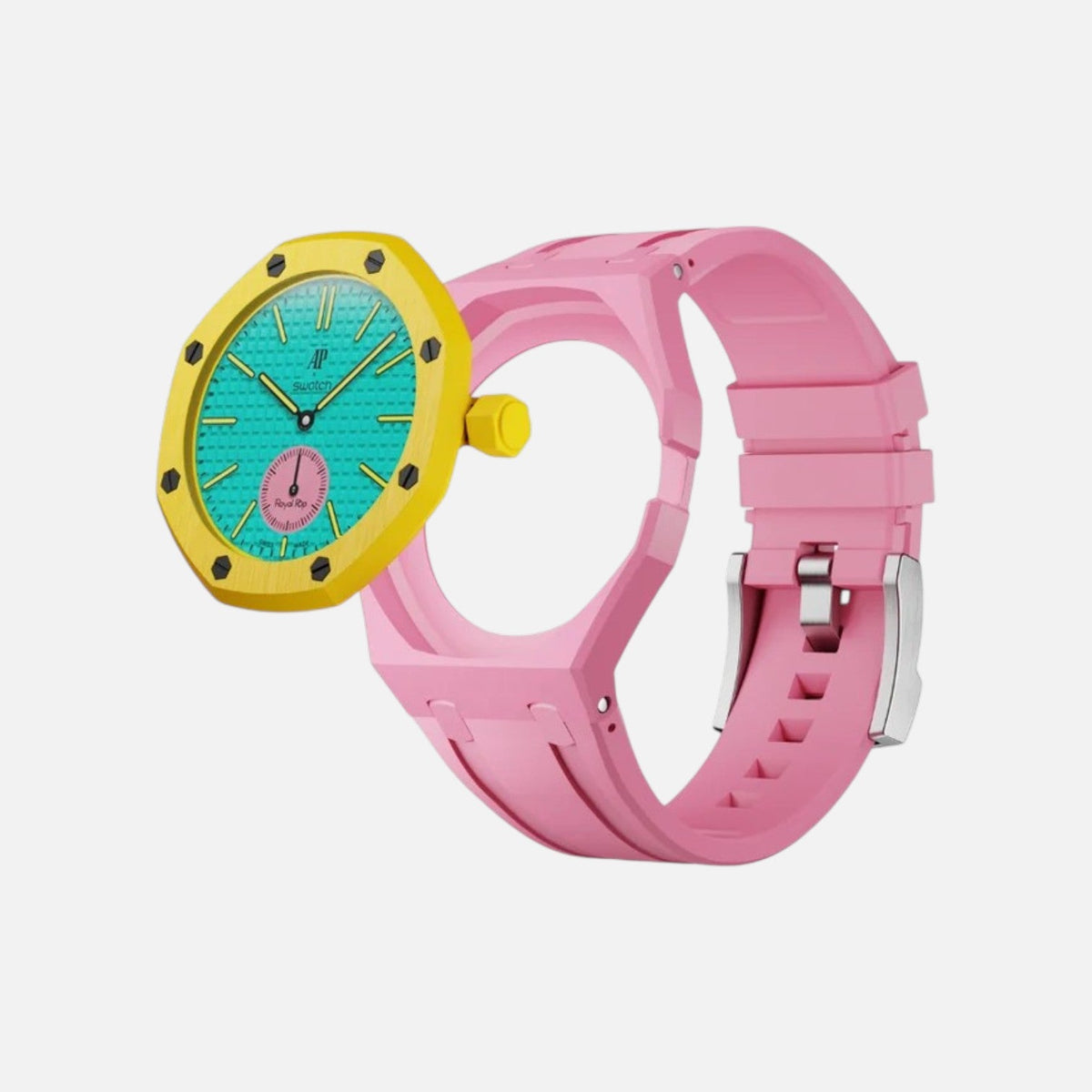 OTG ROZ Swatch x AP Royal Pop Rubber Case-Strap