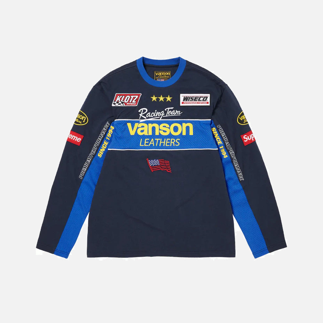 Supreme Vanson Leather L/S Top Navy